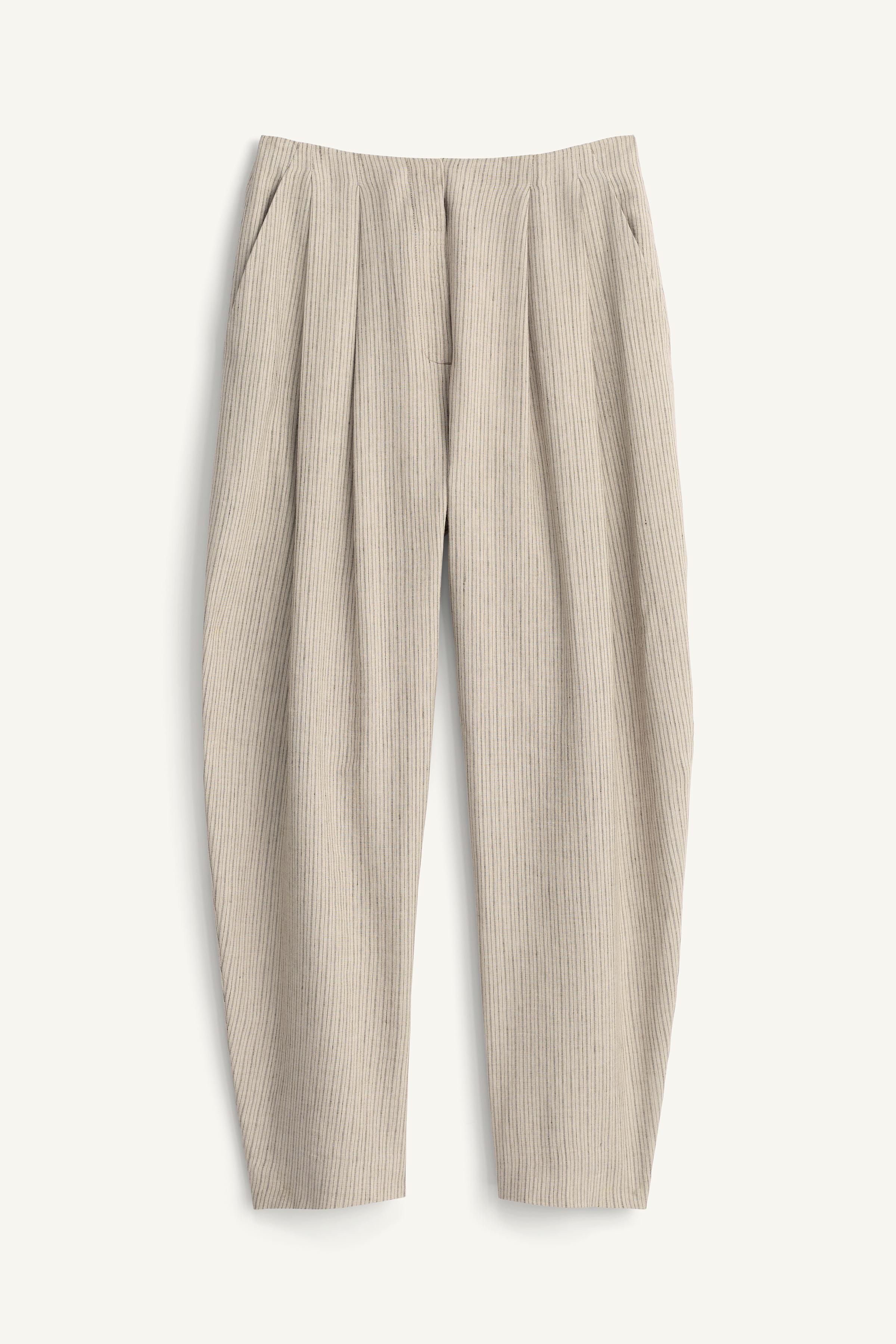 PANTALON À RAYURES EN MÉLANGE DE LIN ÉDITION LIMITÉE